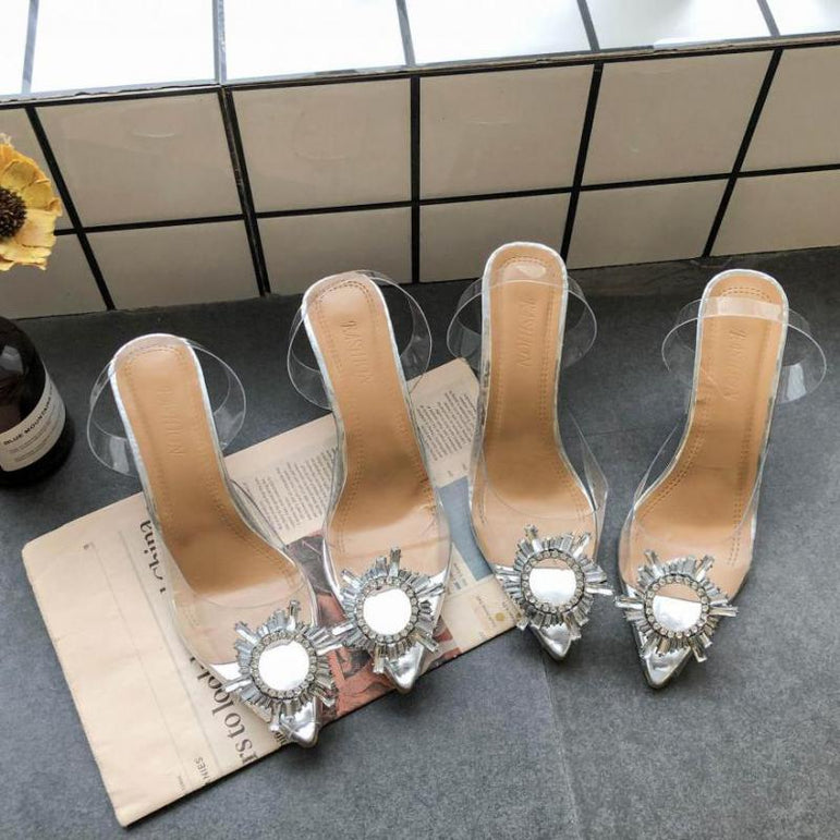 Luxury Pointed Toe Slip on Pumps Transparent High Heels