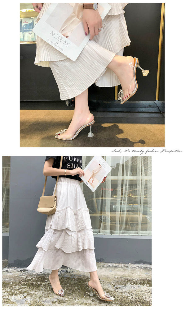 Luxury Pointed Toe Slip on Pumps Transparent High Heels