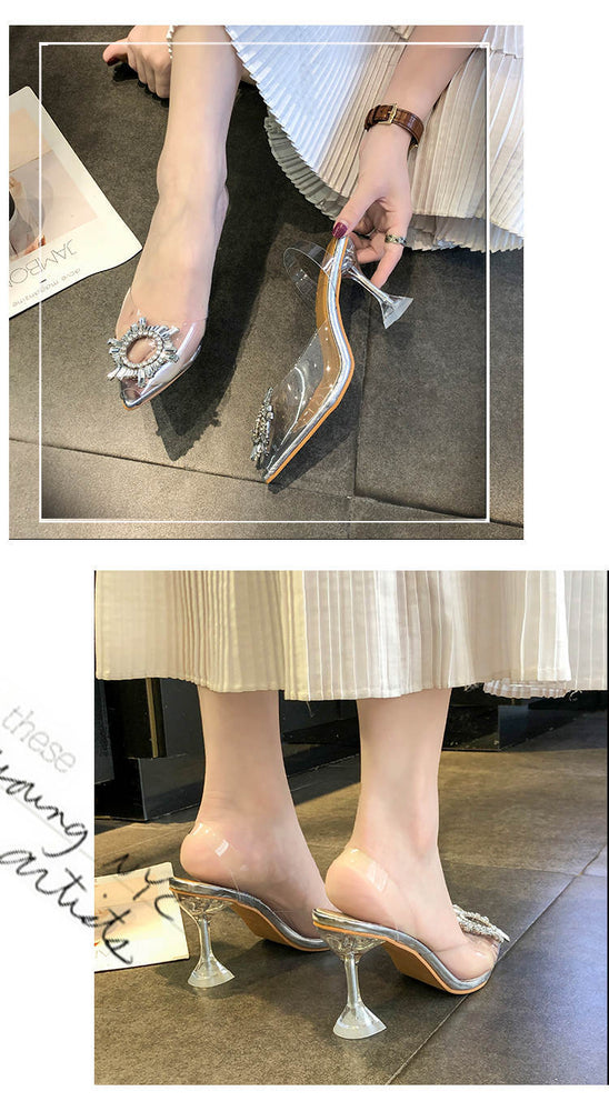 Luxury Pointed Toe Slip on Pumps Transparent High Heels