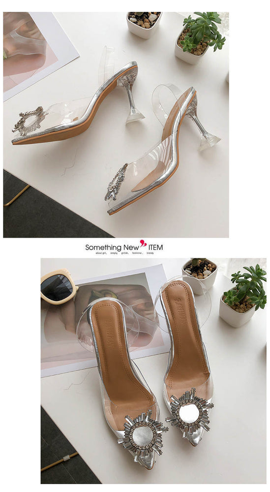 Luxury Pointed Toe Slip on Pumps Transparent High Heels