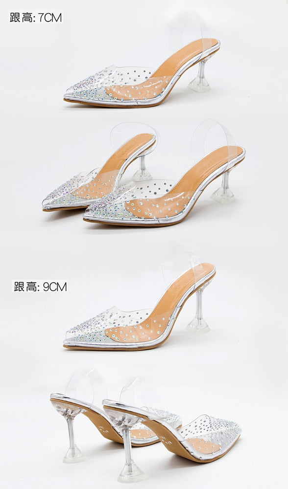 Luxury Pointed Toe Slip on Pumps Transparent High Heels