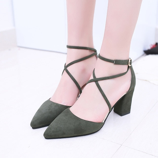 Flock pointed High Heels