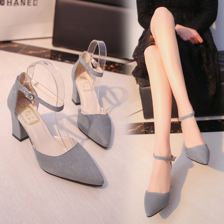 Flock pointed High Heels