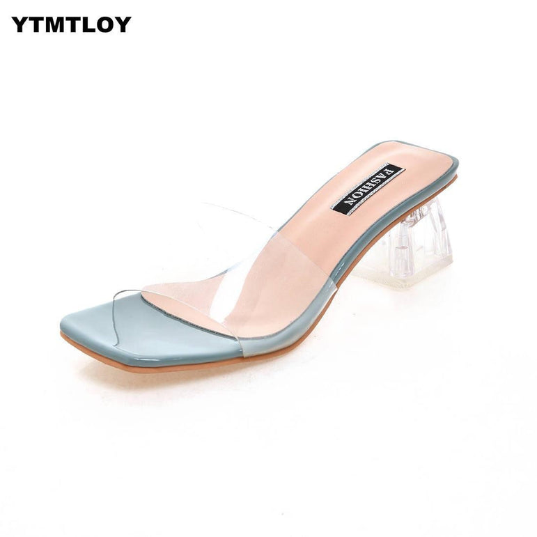 Clear Strappy Buckle High Heels Sandals