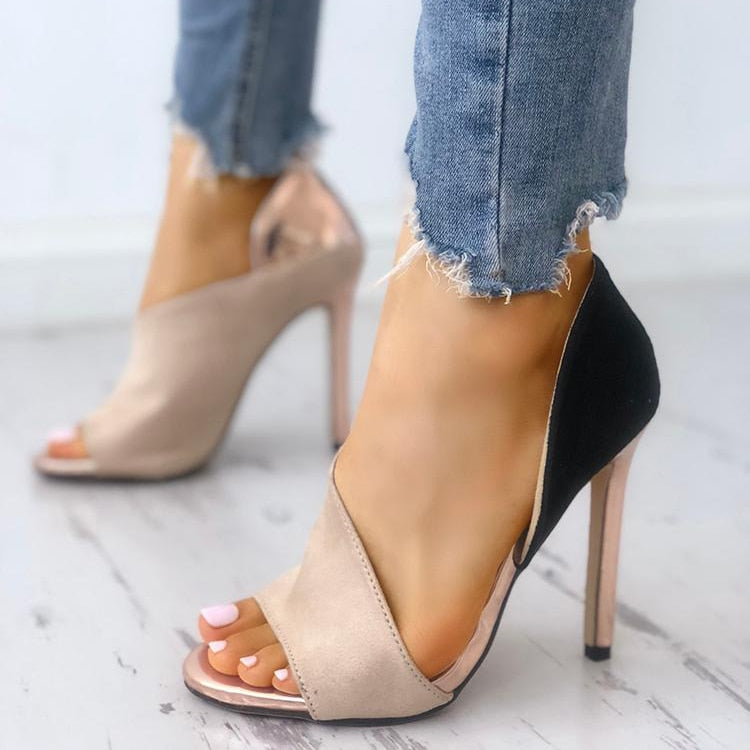 Stiletto Peep Toe Pumps High Heels