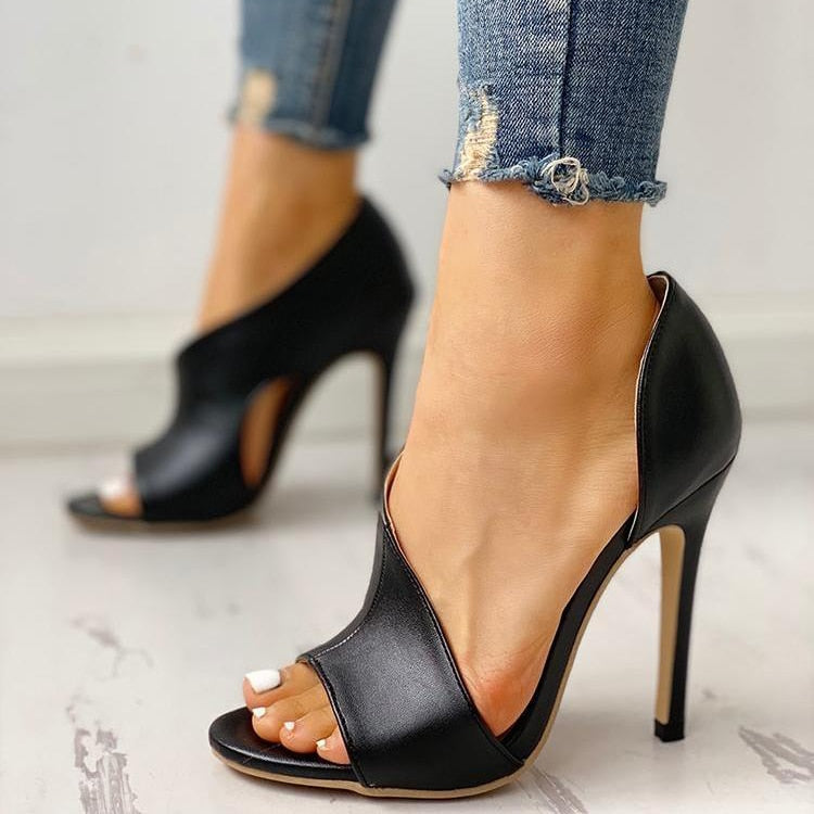 Stiletto Peep Toe Pumps High Heels