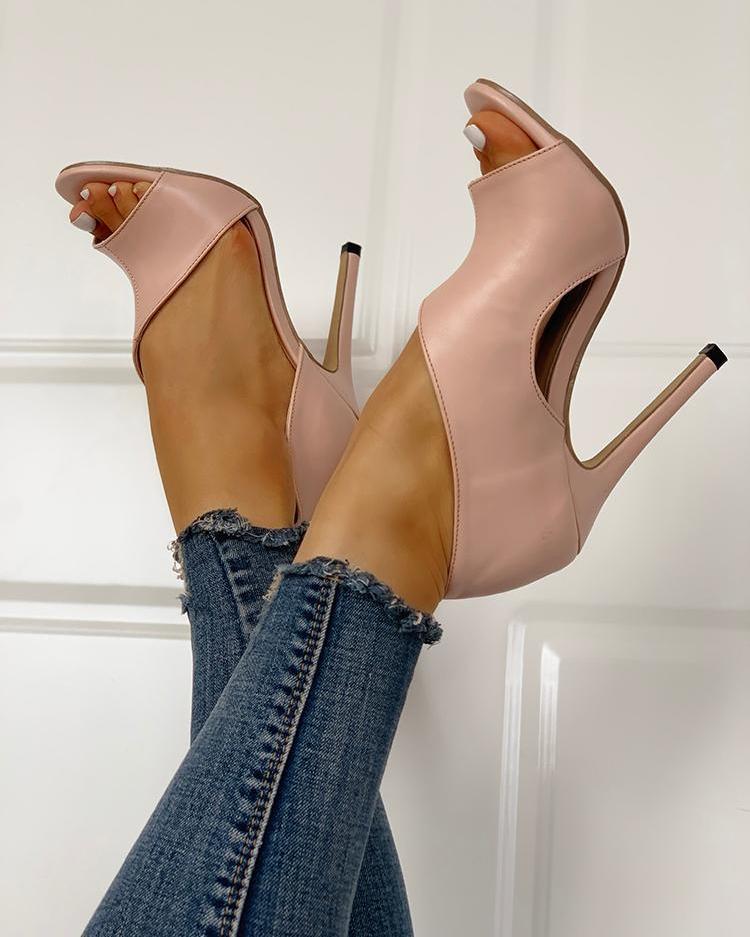 Stiletto Peep Toe Pumps High Heels