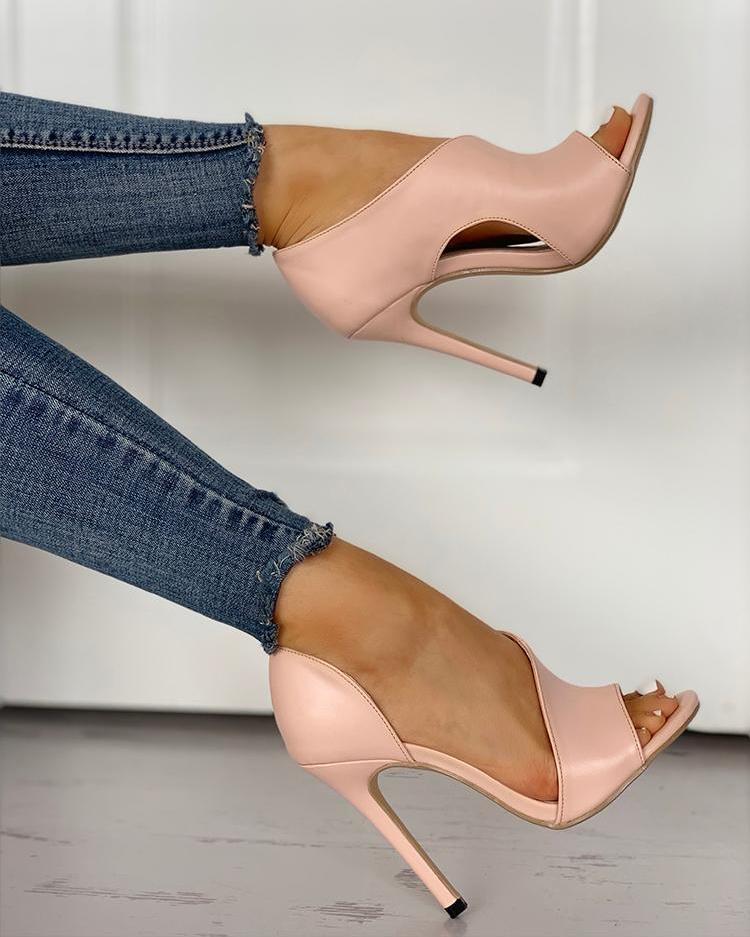 Stiletto Peep Toe Pumps High Heels