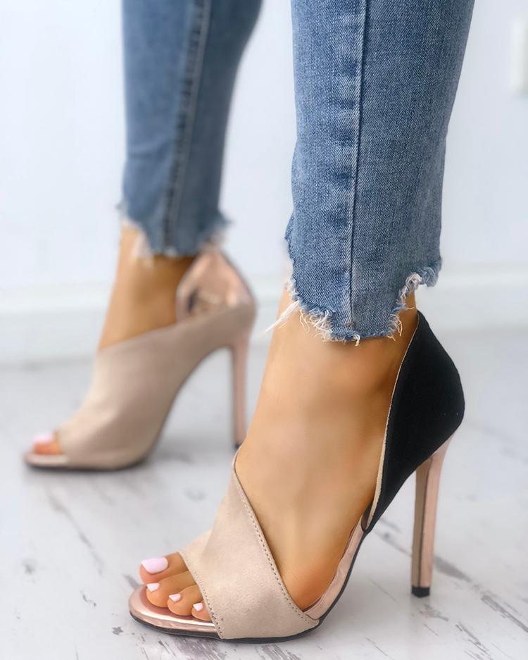 Stiletto Peep Toe Pumps High Heels