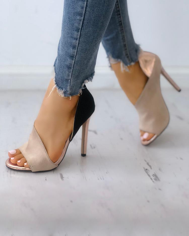 Stiletto Peep Toe Pumps High Heels