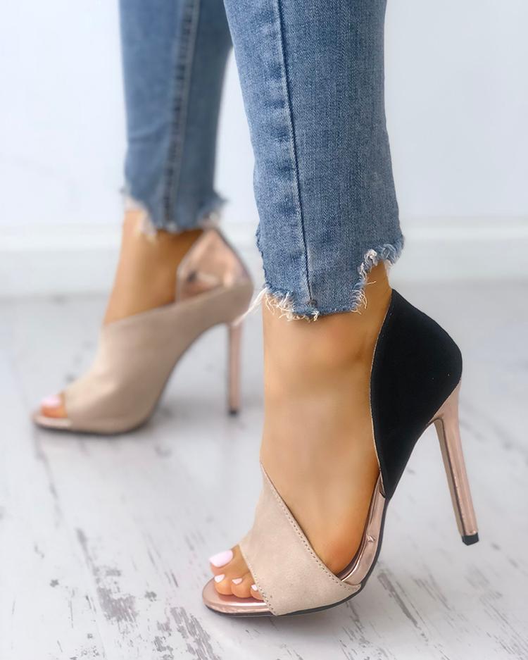 Stiletto Peep Toe Pumps High Heels