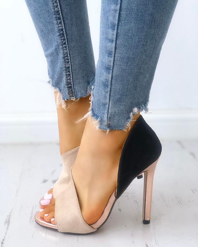 Stiletto Peep Toe Pumps High Heels