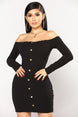 Off Shoulder Long Sleeve Sexy Slim Dress