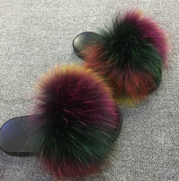 Fluffy Sliders Comfort Fur Furry Slippers