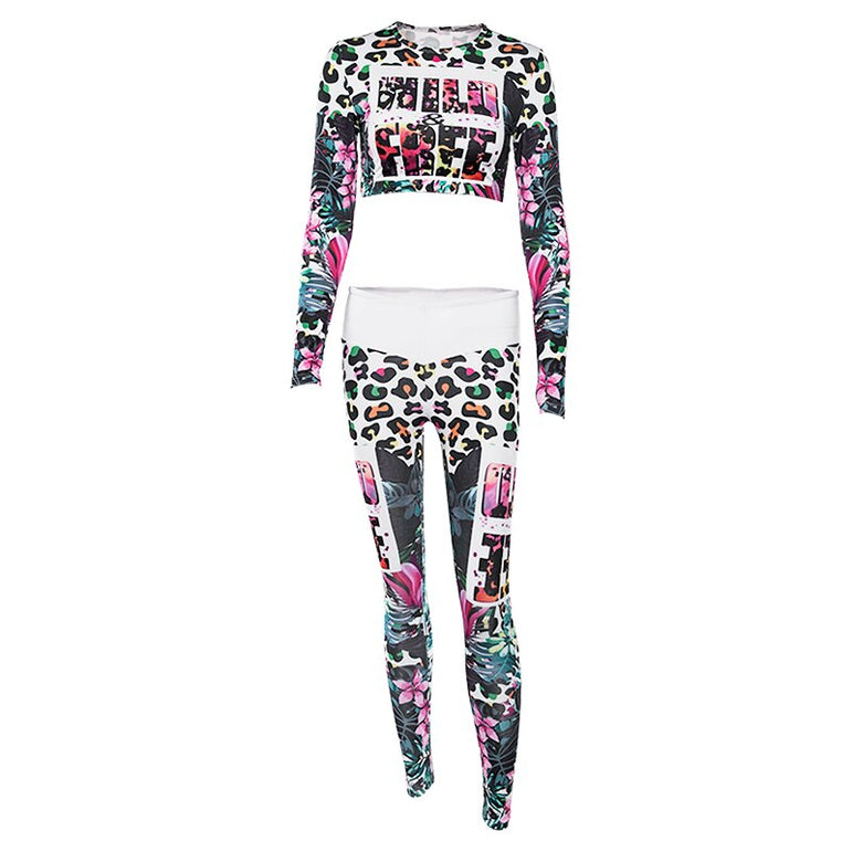 Print Sport  Full Long Sleeve Yoga Suit