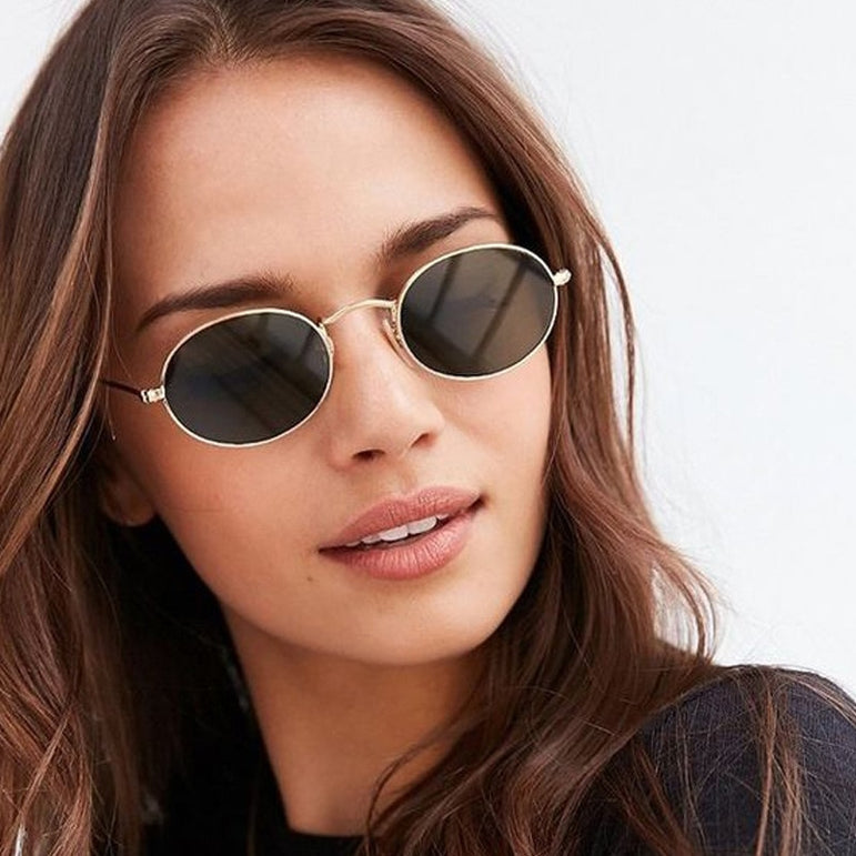 Oval Alloy Frame Retro Sunglasses