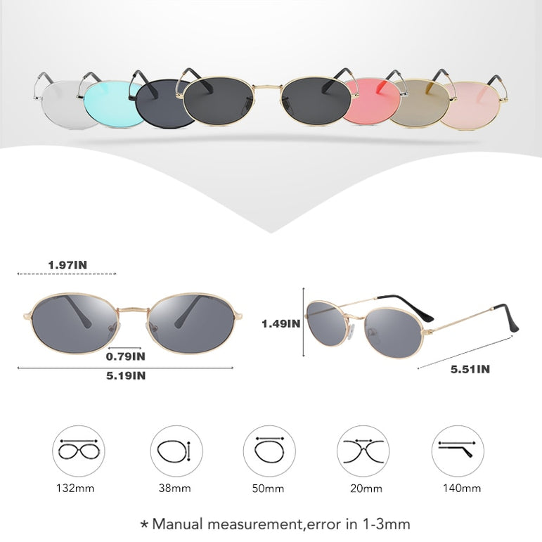 Oval Alloy Frame Retro Sunglasses