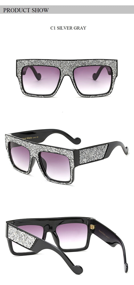 Luxury Crystal Square Oversized Women Sunglasses