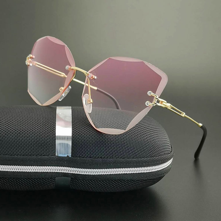 Vintage Alloy Frame Classic Lady Rimless Sun glasses