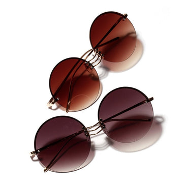 Lens Retro Round Metal Borderless Sunglasses