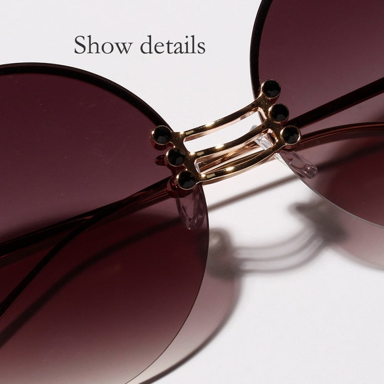 Lens Retro Round Metal Borderless Sunglasses