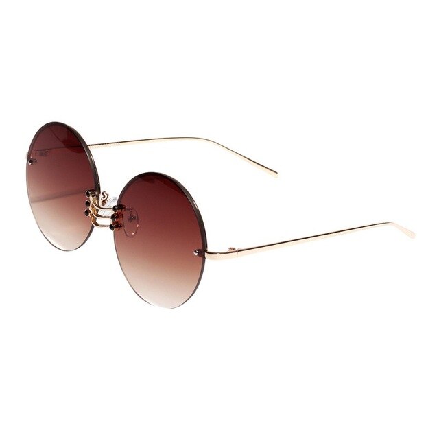 Lens Retro Round Metal Borderless Sunglasses