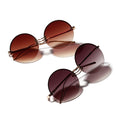 Lens Retro Round Metal Borderless Sunglasses