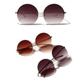 Lens Retro Round Metal Borderless Sunglasses