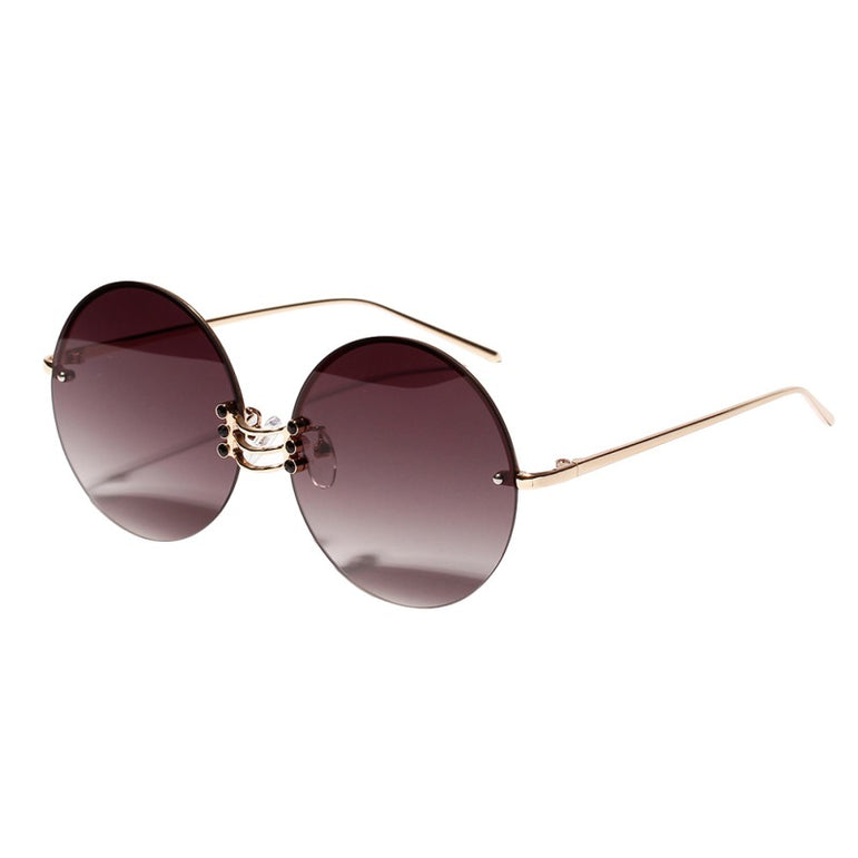 Lens Retro Round Metal Borderless Sunglasses