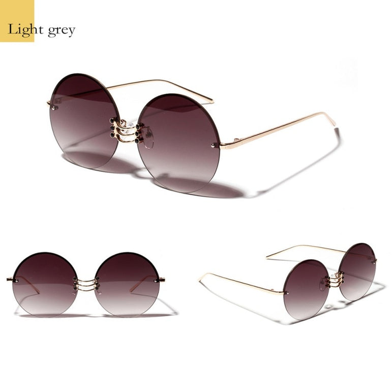 Lens Retro Round Metal Borderless Sunglasses