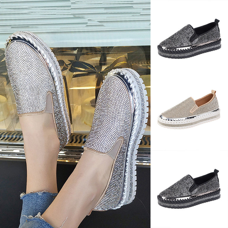 Casual Rhinestones Thick Soled Flat Shoes Sneaker