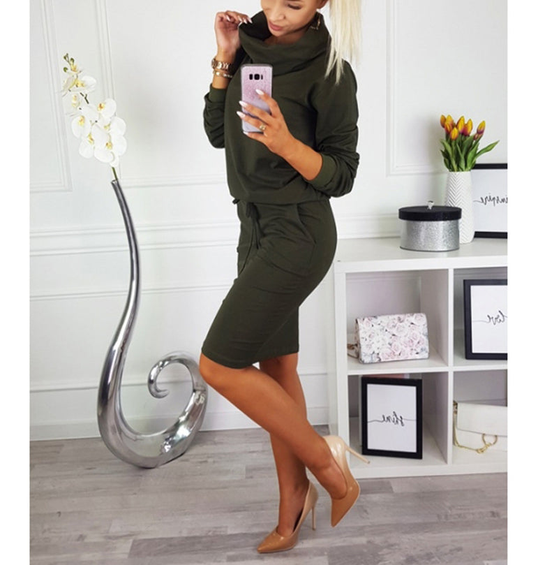 Casual Long Sleeve O Neck Women Dress