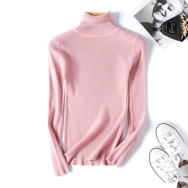 Spring Knitted Turtleneck Casual Pullovers