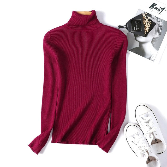 Spring Knitted Turtleneck Casual Pullovers