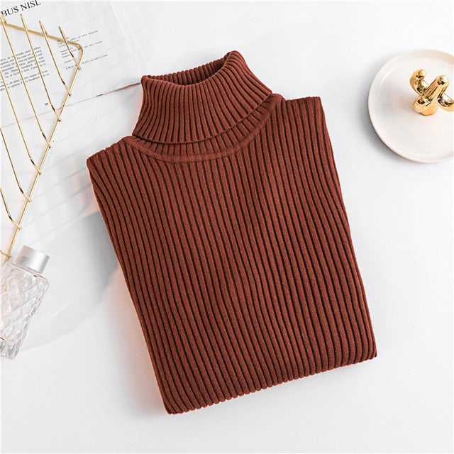 Spring Knitted Turtleneck Casual Pullovers