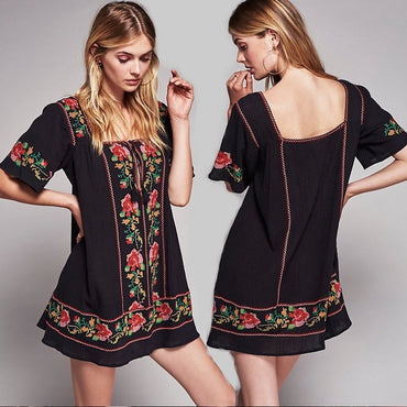 Floral A Line Mini Cotton Dress