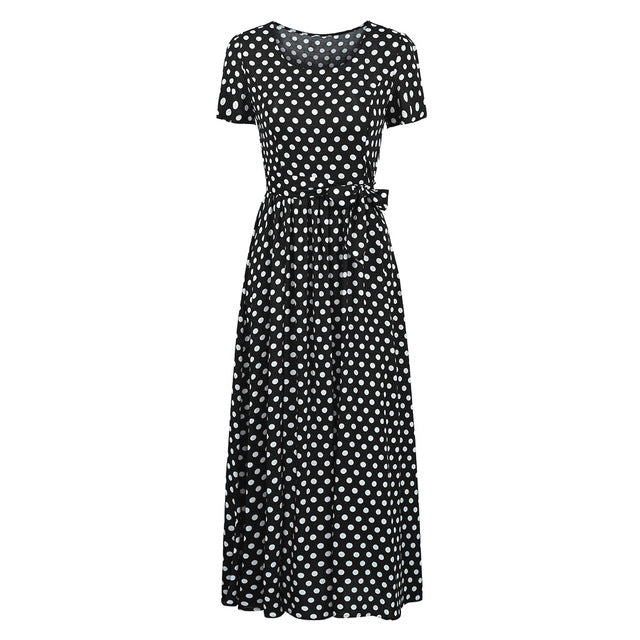 Long Polka Dot Plus Size Dress