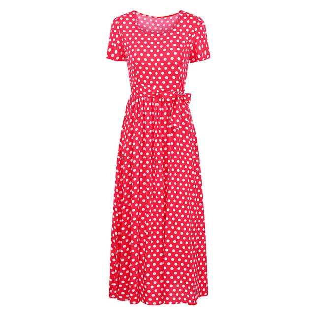 Long Polka Dot Plus Size Dress