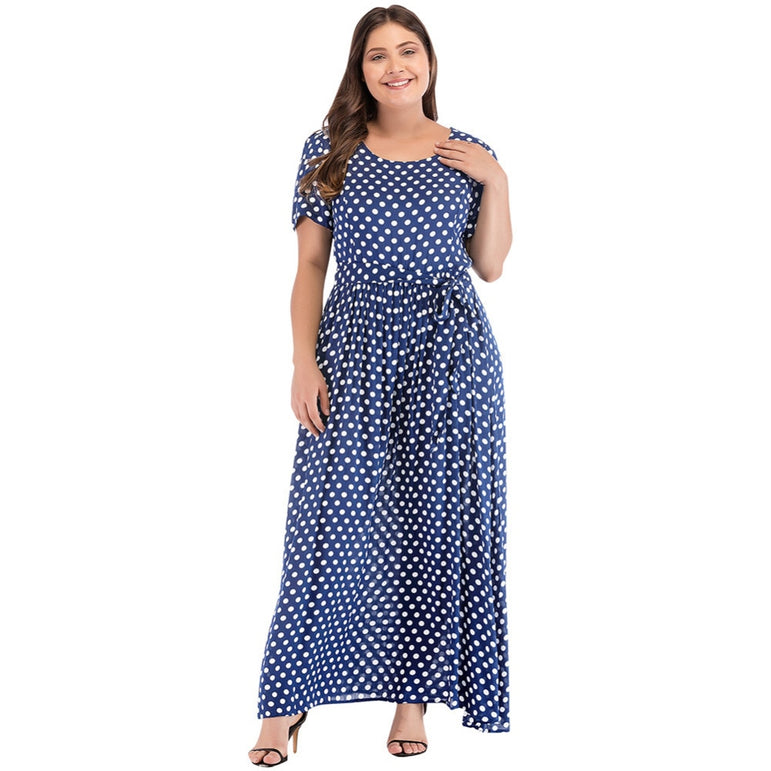 Long Polka Dot Plus Size Dress