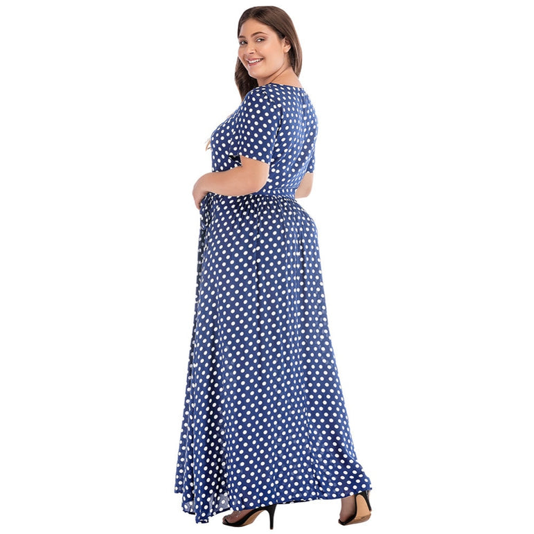 Long Polka Dot Plus Size Dress