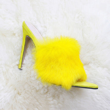 Pointed Toe Ladies Fur Women's Pumps High Heel